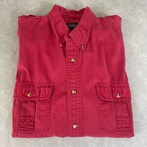 Men's Red 100% Cotton Casual Button Down Shirt